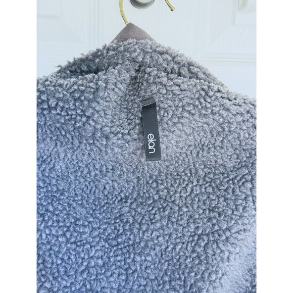 ELAN Gray Sherpa Faux Fur Sleeveless Cardigan Vest One Size Cozy Layering - Picture 7 of 8